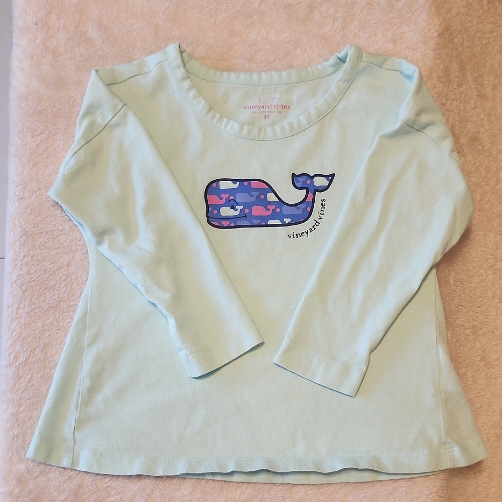 Vineyard Vines Light Blue Kids Long Sleeve Tee with Whale Design